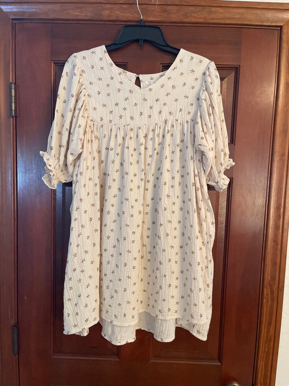 Rylee & Cru Women's Jolene Dress Olive Branch Cream Cotton Gauze XS
